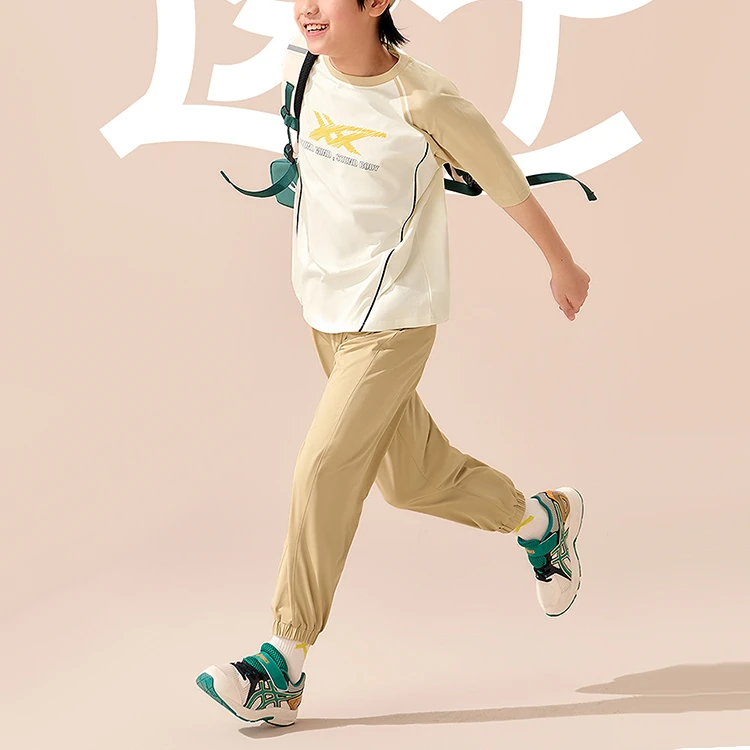 Children Aged 3 7 Years Old Asics Knitted Sweatpants Urban Light Trend SS25 8004 Khaki
