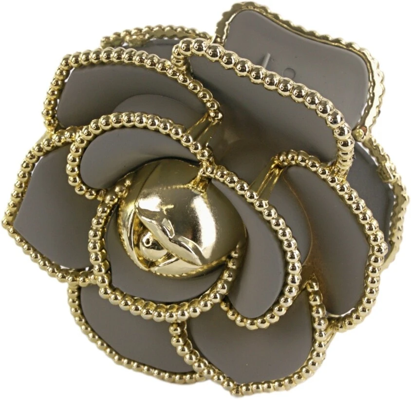 Haarspange „Rose mit Gold“, grau - Lolita Accessories
