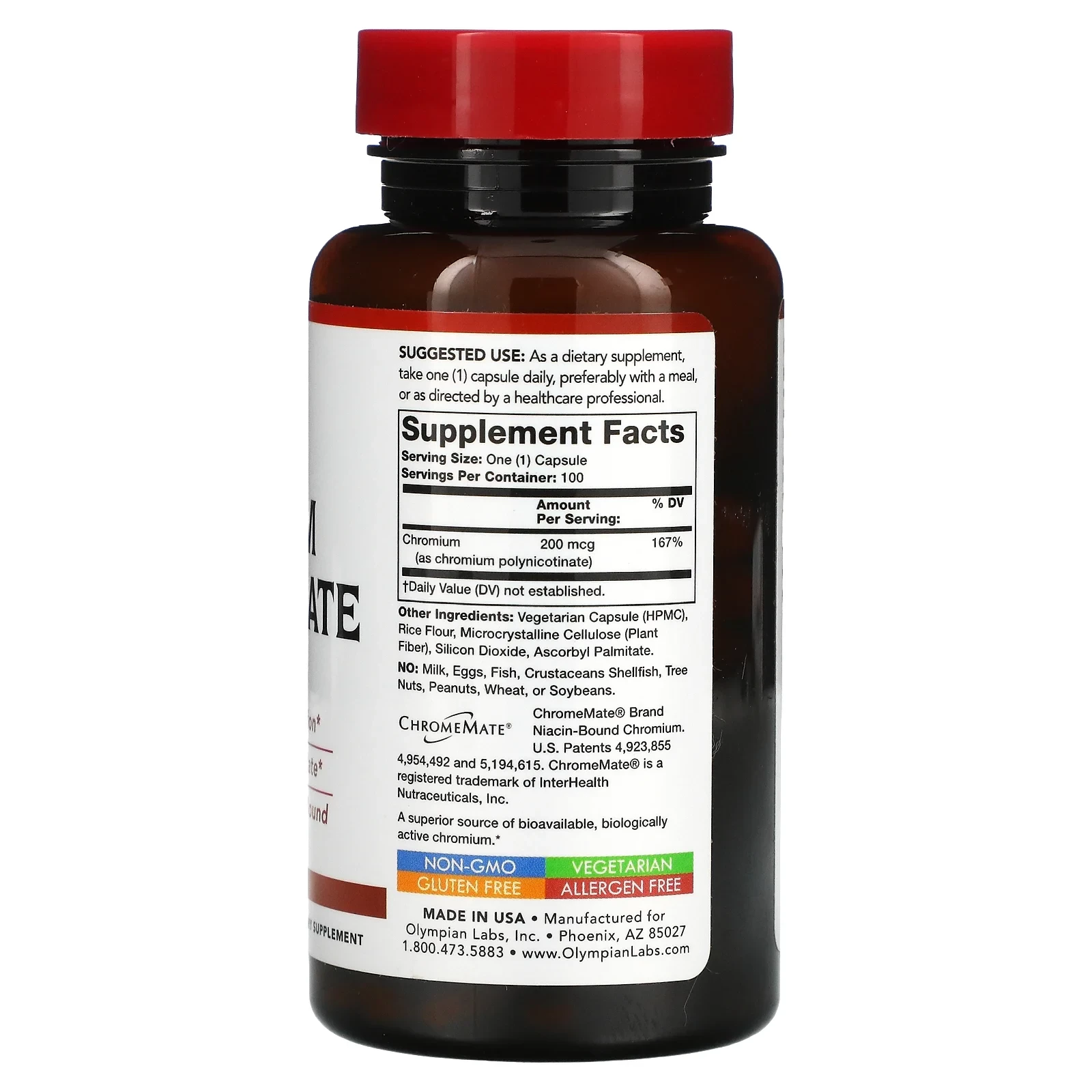 Chromium Polynicotinate, 200 mcg, 100 Vegetarian Capsules