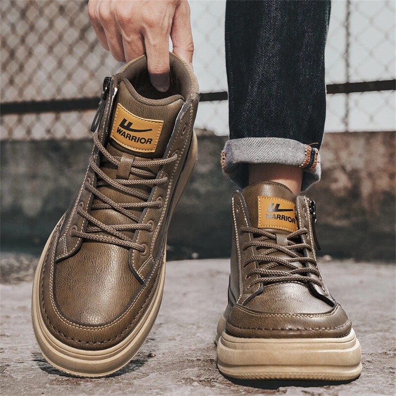 Warrior回力 时尚百搭 艺术简约 潮流复古 工装靴 男款 棕色