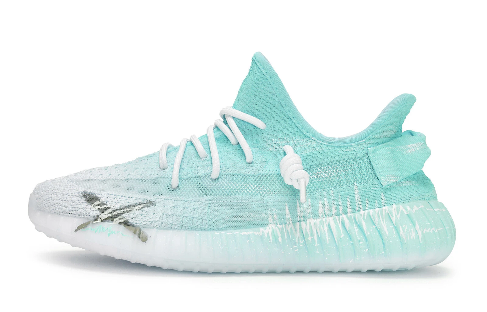 Adidas Originals Yeezy Boost 350 V2 Low-Top Casual Shoes Unisex White Cyan