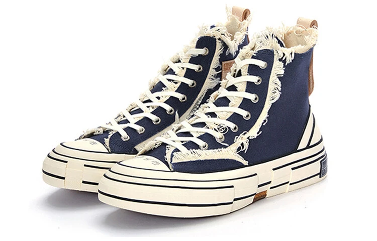 VESSEL Highs Navy Height Increasing High top Skateboard Shoes Unisex Blue White