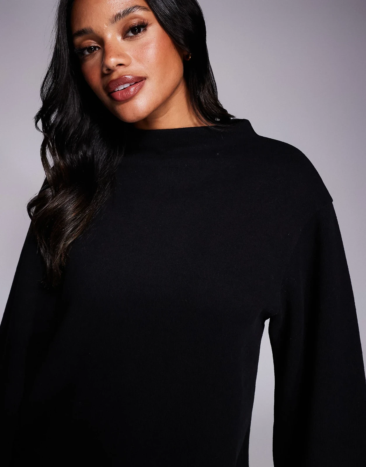 ASOS DESIGN – Superweiches Minikleid in Schwarz mit weiten Ärmeln