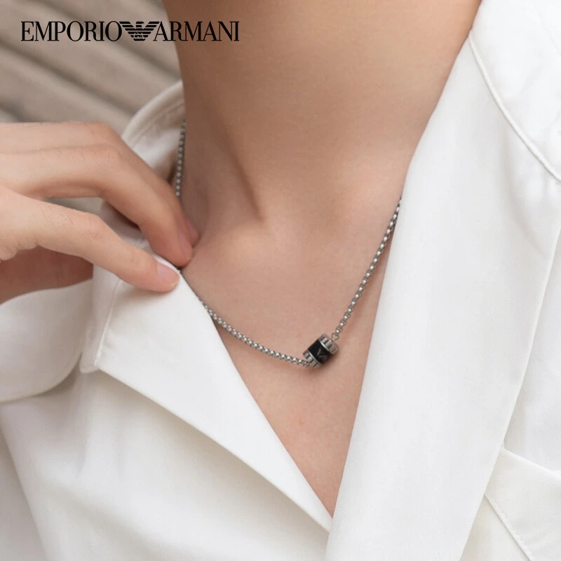 EMPORIO ARMANI Stainless Steel Necklaces Men's Black