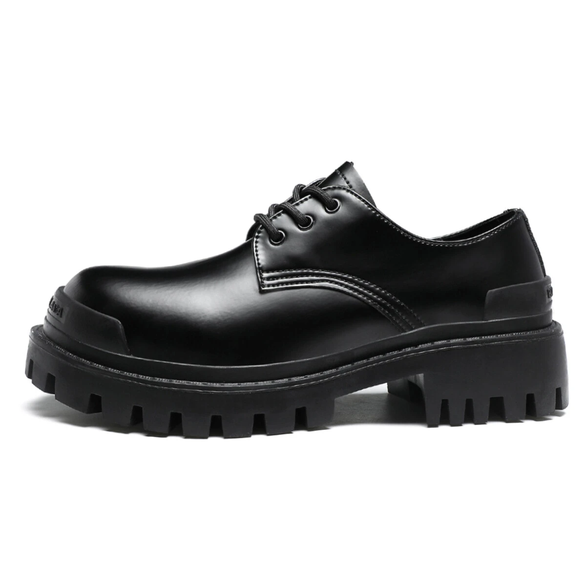 BEILIANYA Classic Chunky Derby Shoes Platform Height Increasing Casual Leather Shoes Low Top Martin Boots Unisex Black
