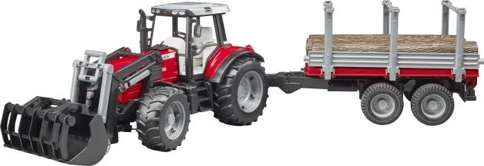 Bruder Massey Ferguson + Frontloader and timber trailer - Black - Red - Silver - Tractor model - Plastic - 3 yr(s) - Boy - 1:16