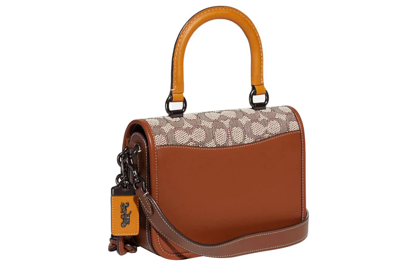 COACH Rogue Jacquard Fabric With Leather Handbag, Shoulder Bag, Crossbody Bag Trumpets Women's Amber