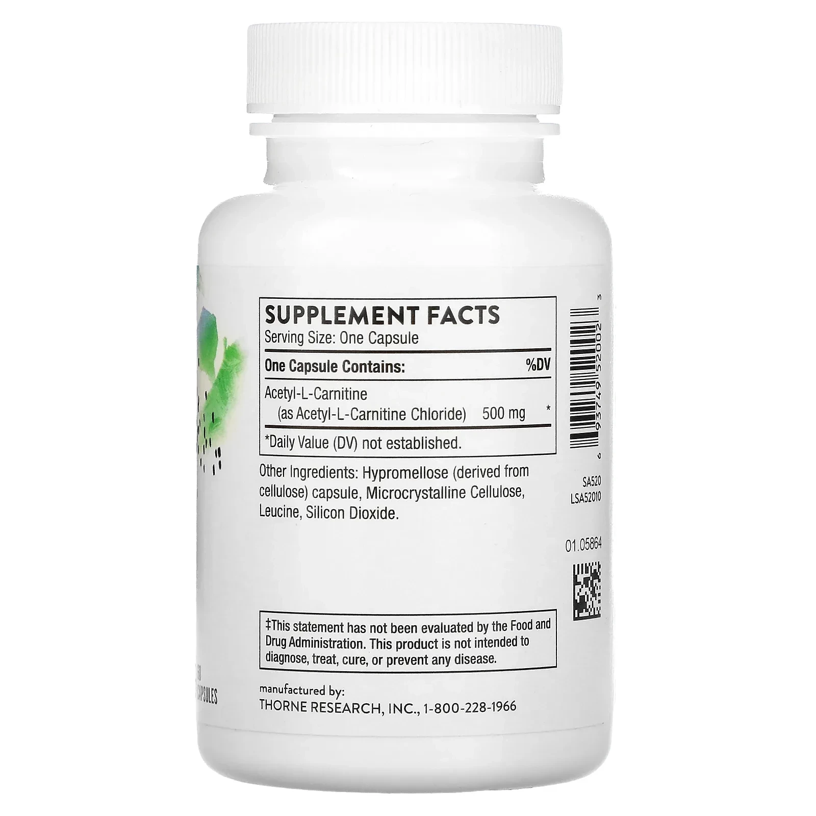 Acetyl-L-Carnitine, 500 mg, 60 Capsules