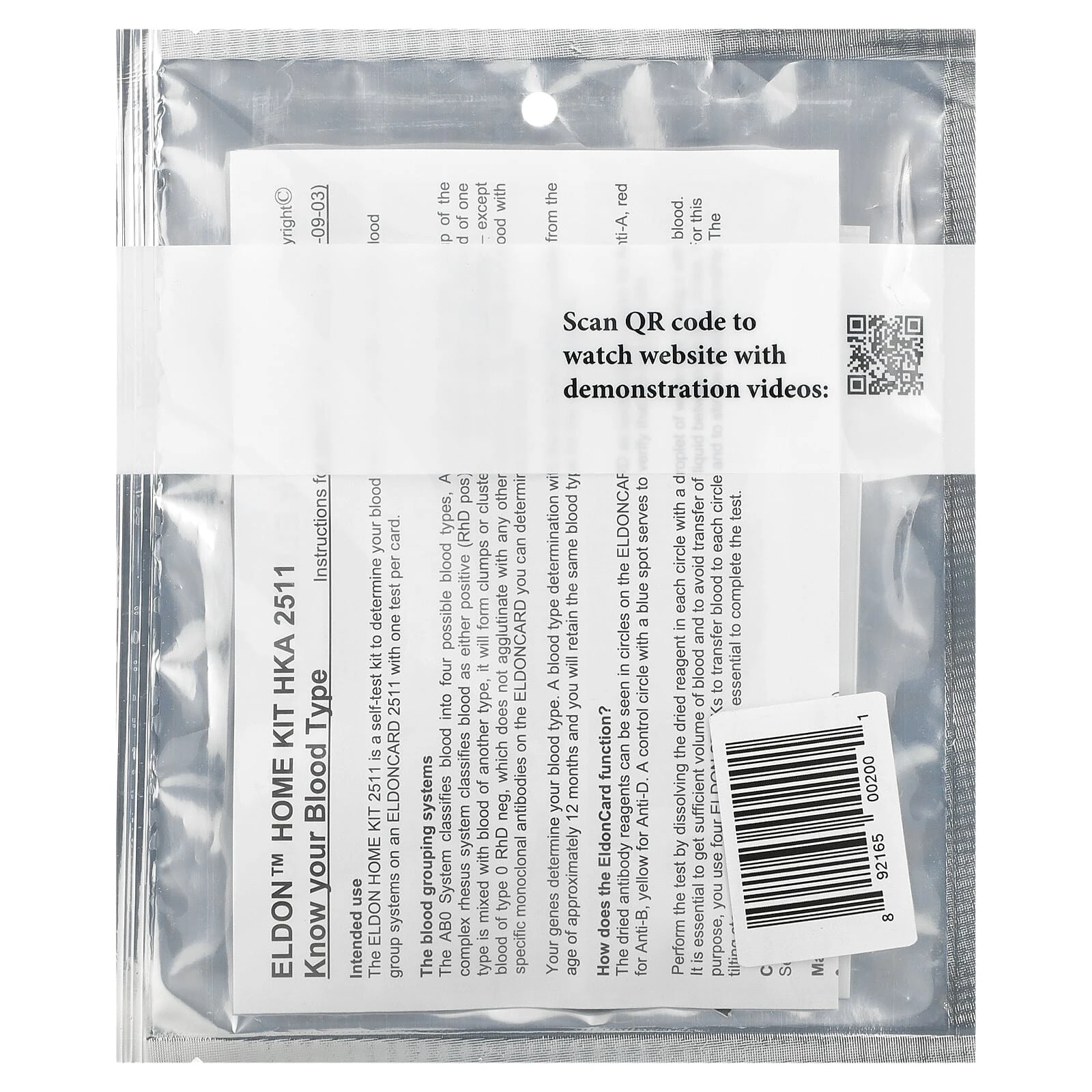 Eldon Blood Typing Kit, 1 Easy Self-Testing Kit