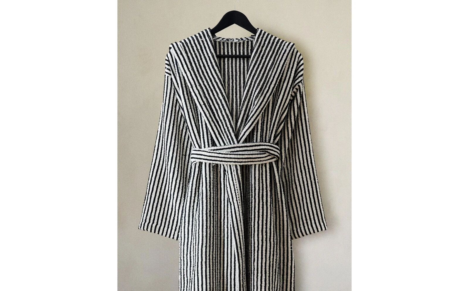 Striped bathrobe with hood