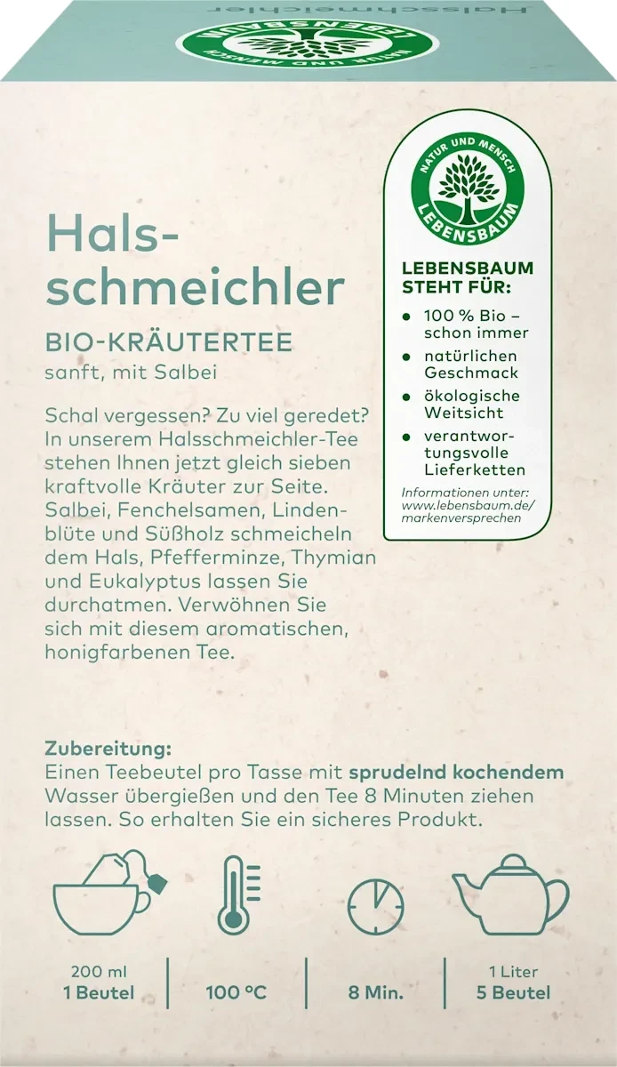 Kräutertee "Halsschmeichler" (20 Beutel), 30 g