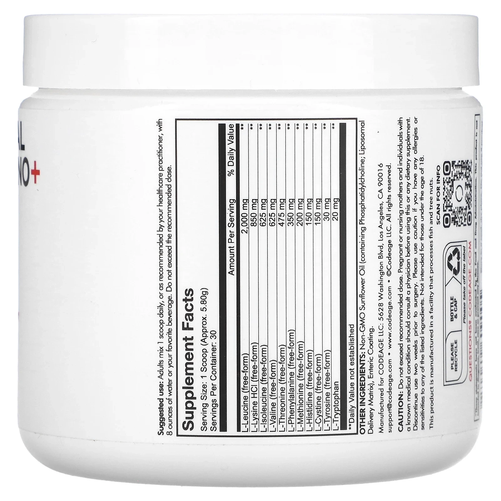Liposomal Multi Amino+ Powder, All 9 Essential Amino Acids, Unflavored, 6.15 oz (174.2 g)