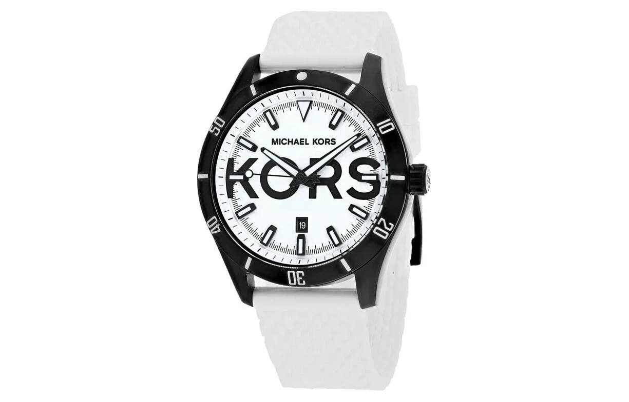 MICHAEL KORS Wrist Watch Quartz Movement Rubber Strap 44mm White Dial Men's Watches