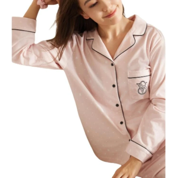 Victoria's Secret Sweet Limited THE MIX Pajama Set Brushed Texture Lightweight Warm Women's Soft Pink