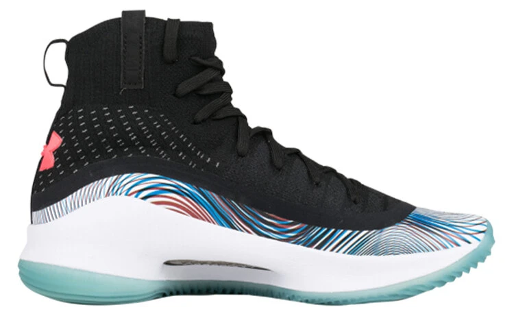 Under Armour Curry 4 Curry 4 Abrasion Resistant High Top Children's Basketball Shoes Black White
