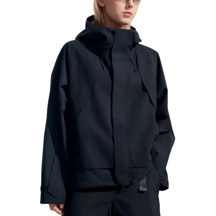 FILA Fitness Hiking Water-Resistant Windproof Breathable Wear-Resistant Rainproof Windbreaker Jacket Unisex Jet Black