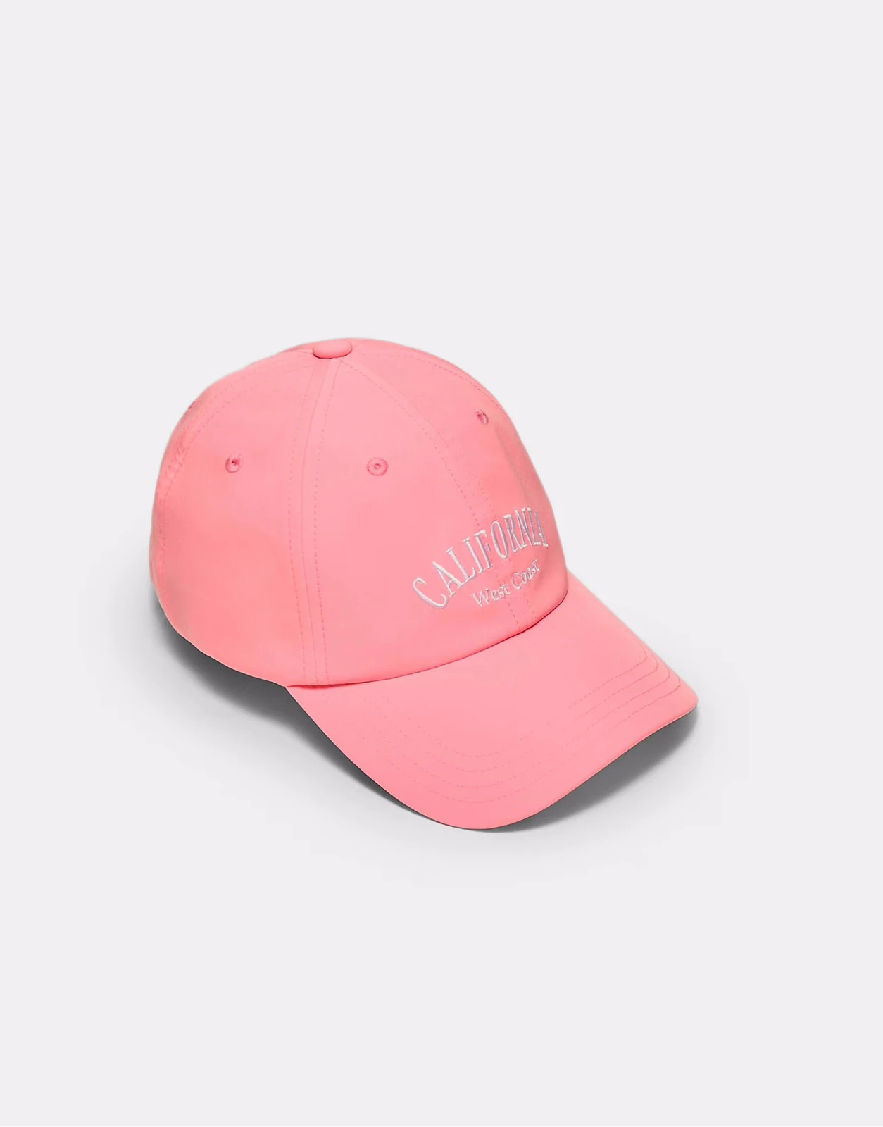Stradivarius – Kappe in Neonrosa mit „California“-Schriftzug
