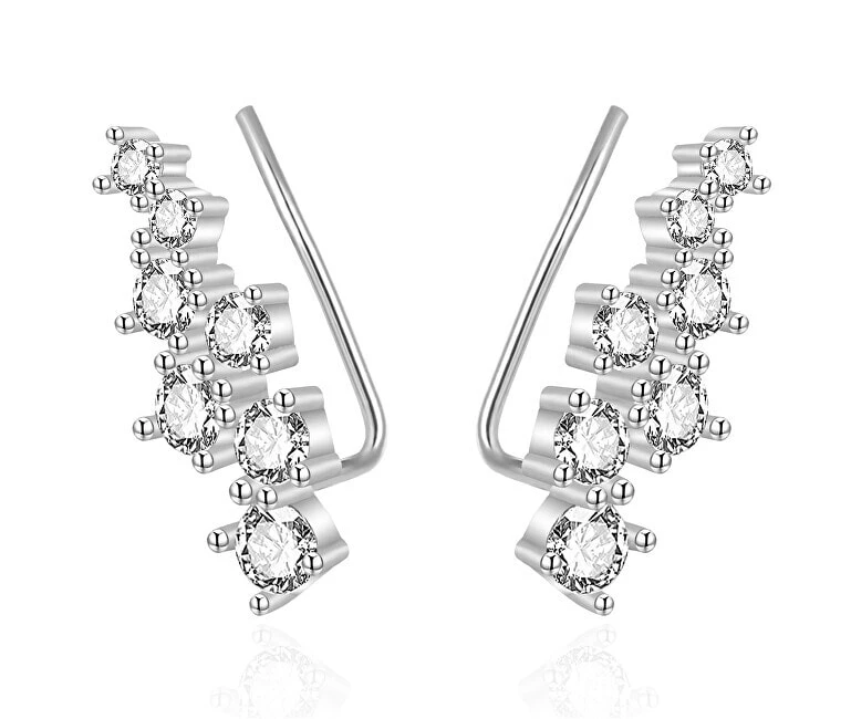 Silver long earrings with zircons AGT-E049VW