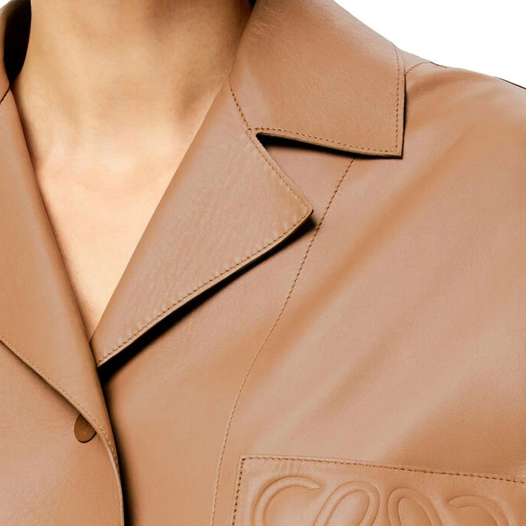 LOEWE Leather Jacket Coat Women's Toffee