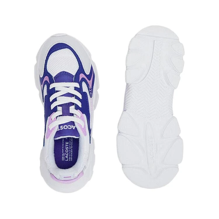 LACOSTE Low Top Kids Lifestyle Shoes White Blue Children Aged 3 7 Years Old