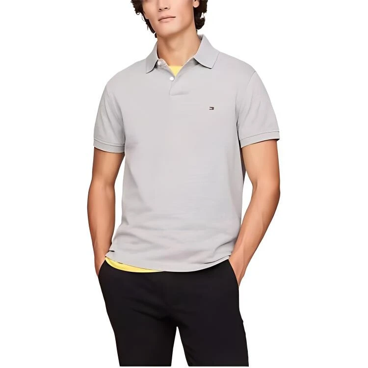 Tommy Hilfiger Polo Shirt Men's Light Gray