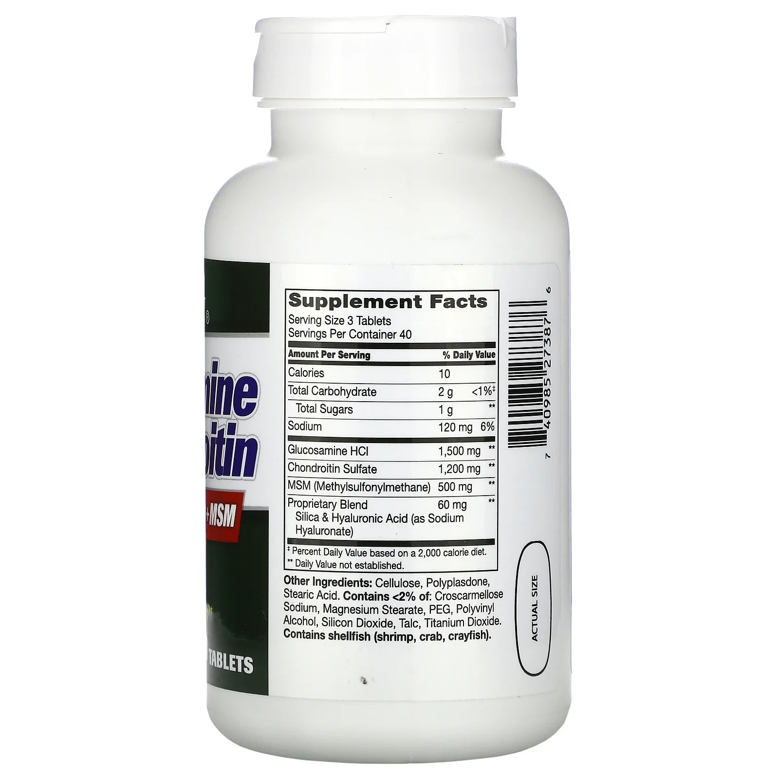 Glucosamine & Chondroitin Plus Hyaluronic Acid + MSM, 120 Tablets