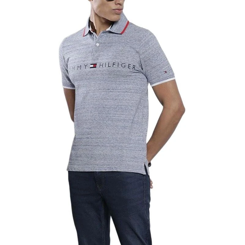 Tommy Hilfiger Polo Shirt Men's Blue Heather Gray