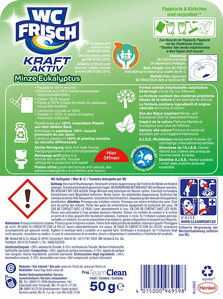 WC-Stein Kraft Aktiv Pro Nature Minze & Eukalyptus, 1 St