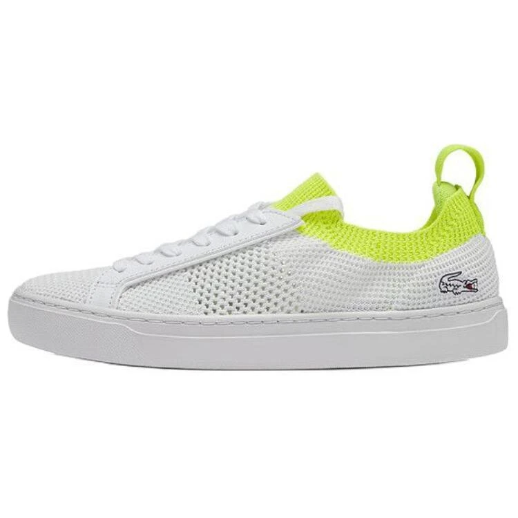 LACOSTE Breathable Low-Top Skateboard Shoes Women's White Yellow