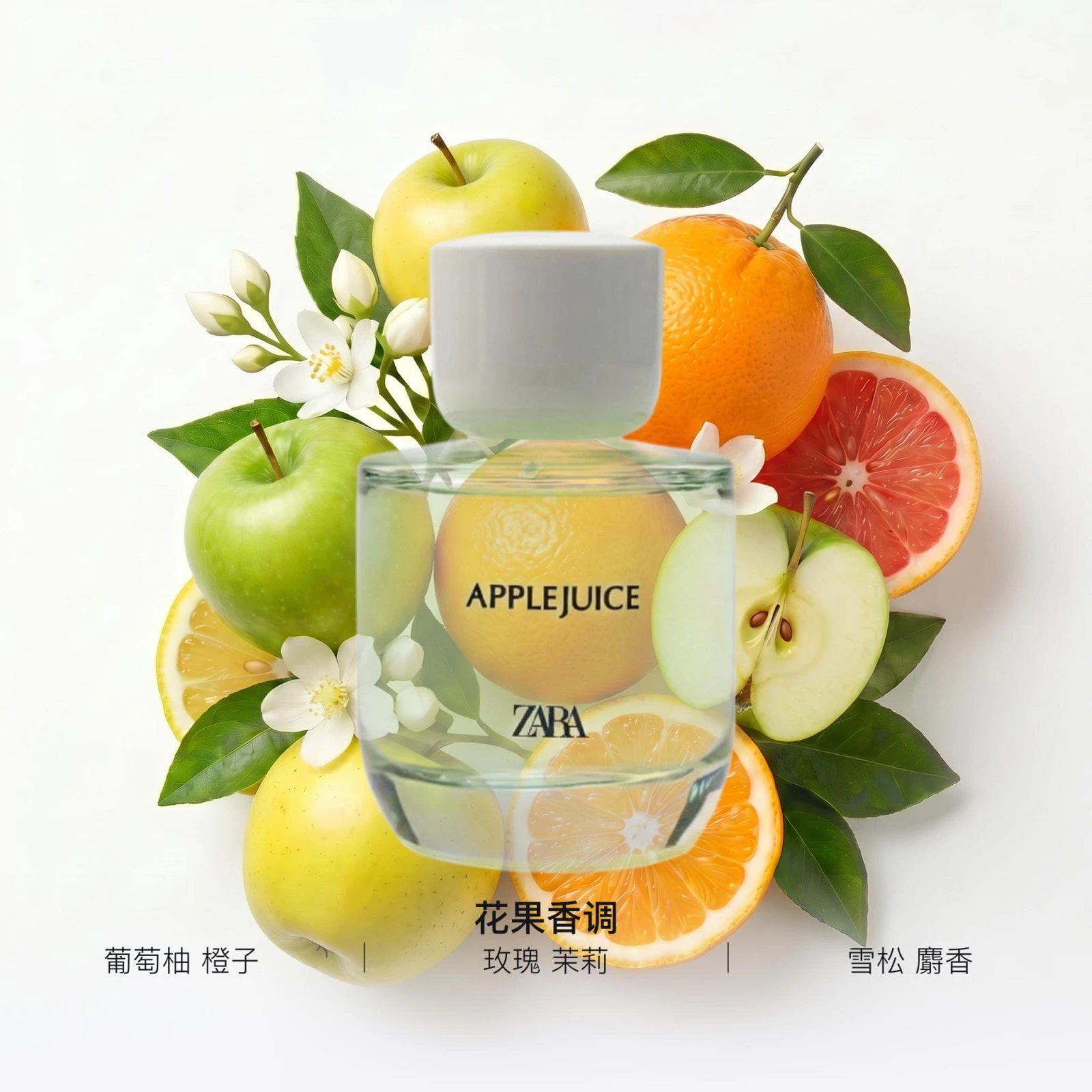 ZARA APPLE JUICE Perfumes Floral Fruity Accord Eau De Toilette Rose Jasmine 90ml