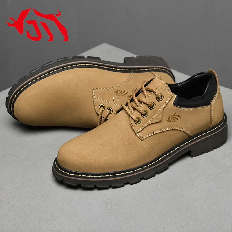 GONGNIULEITING Work Boots Men's Low top Khaki/Black/Gray