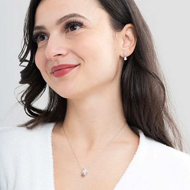 Sparkling silver earrings Jardin JSBE04496JWRHT/U