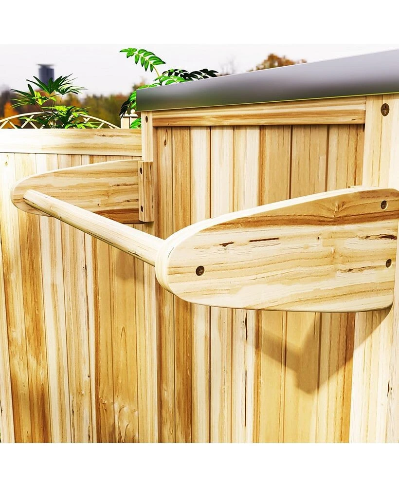 Outsunny grill Cart, Stainless Steel Top Kitchen Island, Natural Wood