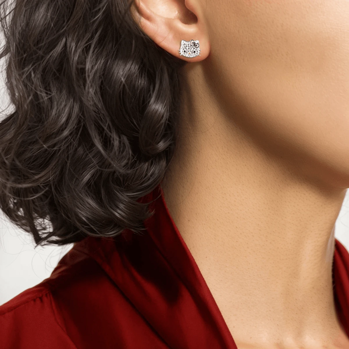 Swarovski Artificial Crystal Cat Head Stud Earrings Women's
