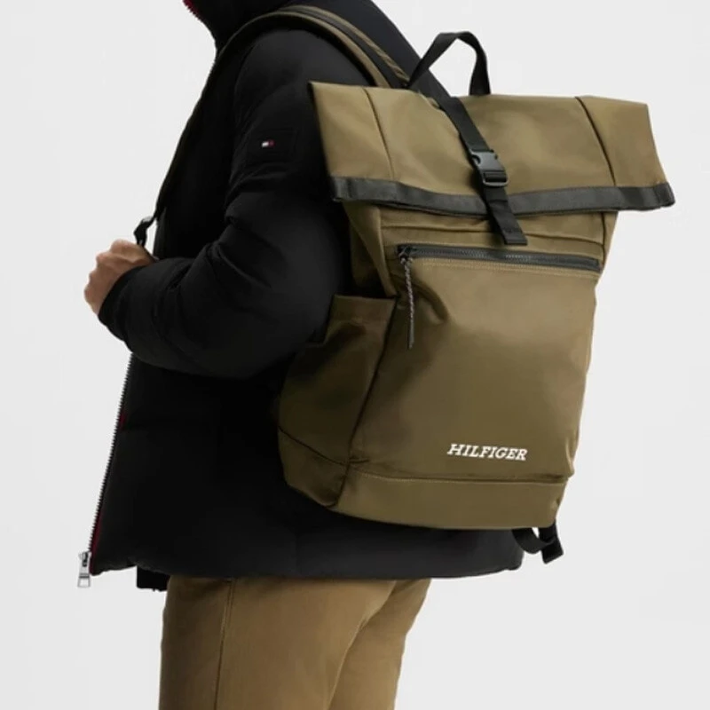 Tommy Hilfiger Polyester Backpack Medium Size Men's Army Green