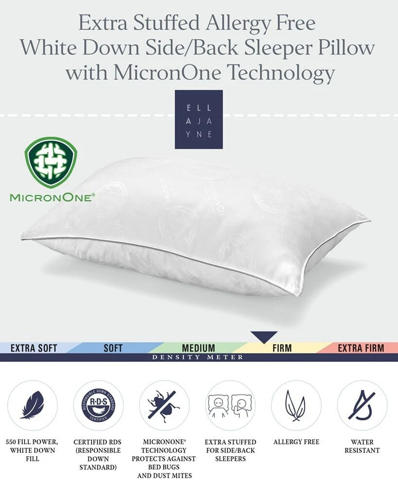 Ella Jayne white Down Soft MicronOne Dust Mite Bedbug Allergen-Free Pillow, Standard