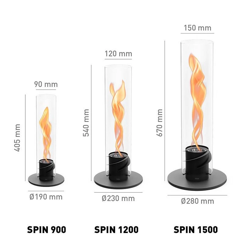 SPIN 1200 Tischfeuer schwarz inkl. Bio-Burner - bis zu 2000 W Leistung 00700