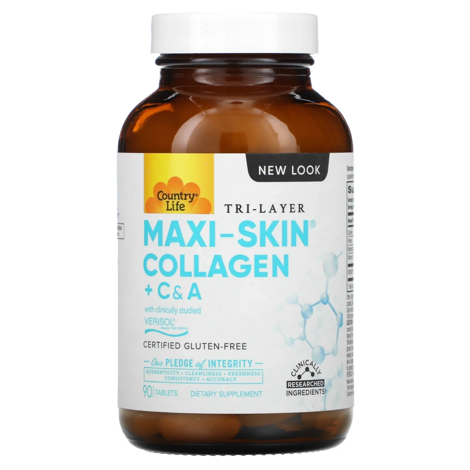 Tri Layer Maxi-Skin Collagen + C & A, 90 Tablets