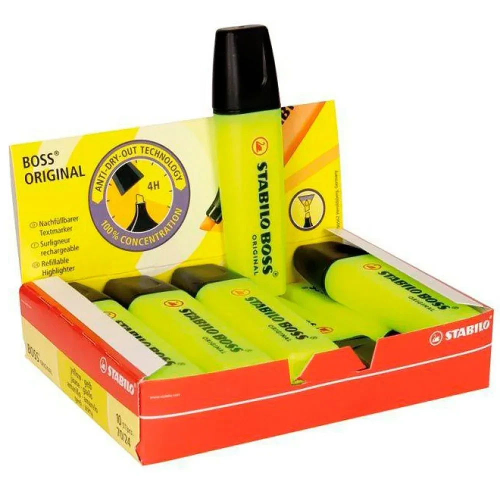 Fluorescent Marker Stabilo Boss Yellow Multicolour 10 Pieces (10 Units)