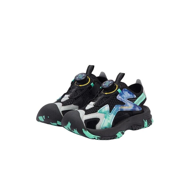 XTEP Slip Resistant Children's Sandals Black Blue Children Aged 3 7 Years Old