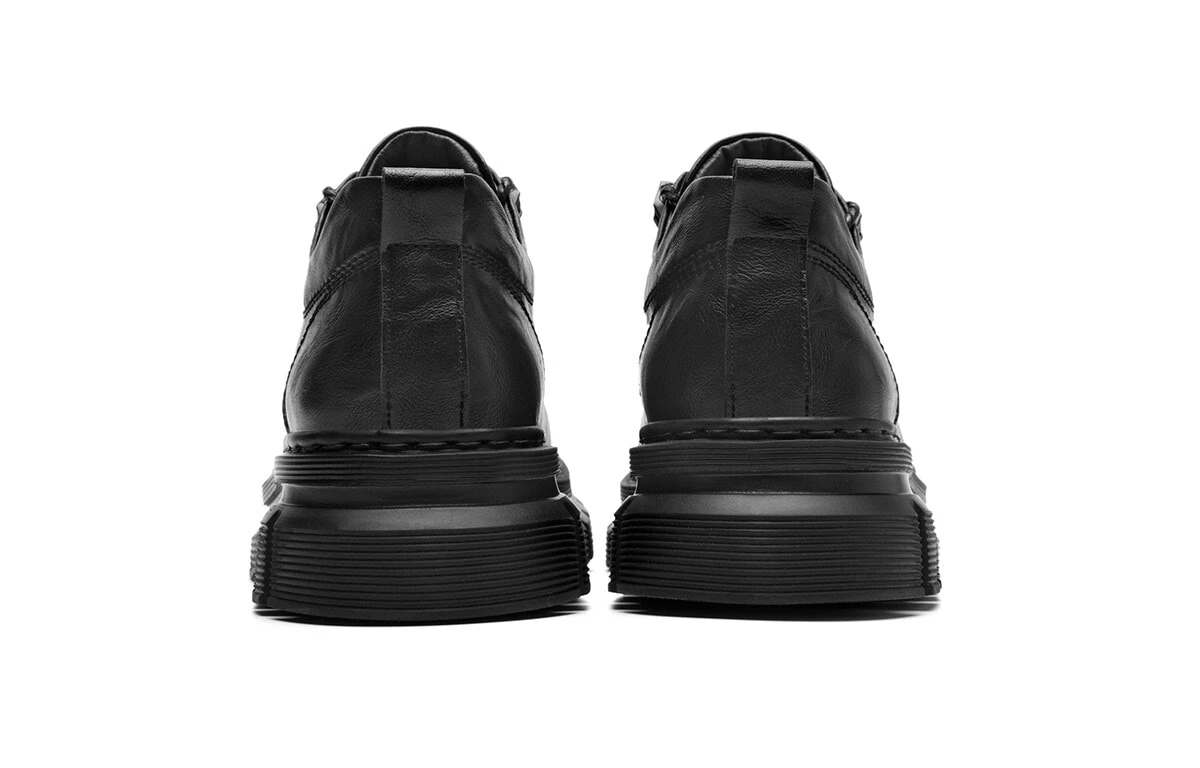 HLA Trendy Platform Abrasion Resistant Low Top Work Boots With Height Increasing Casual Leather Shoes Men's