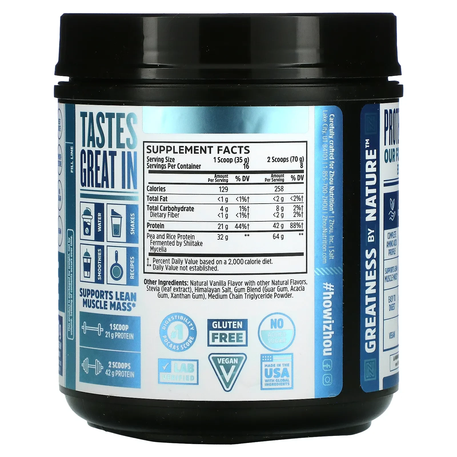 Plant Complete, Perfect Digestibility Plant-Based Protein, Vanilla, 19 oz (544 g)