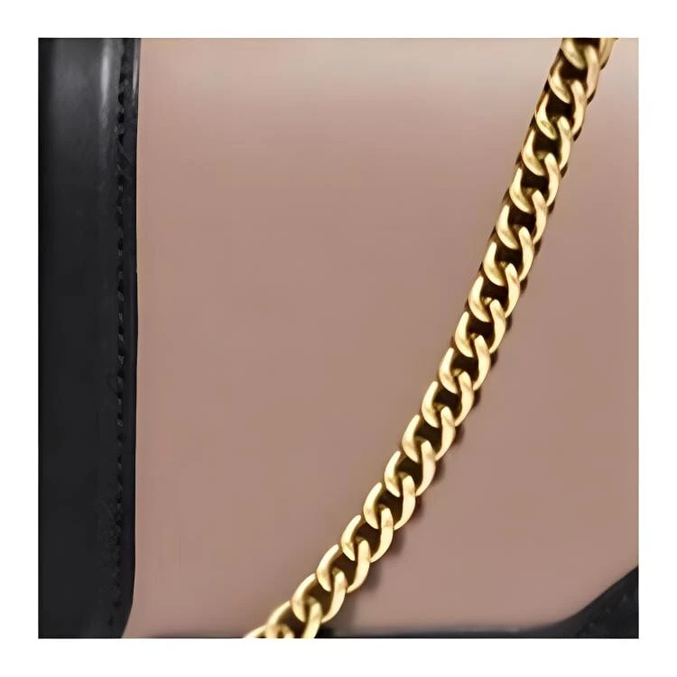 COACH Riley Leather Small Square Bag Handbags Shoulder Bag Crossbody Bag Mini Women's Black With Milk Tea Brown