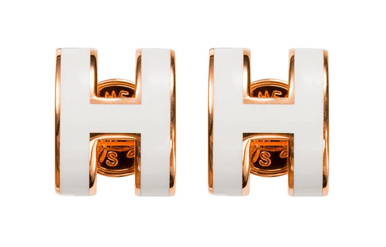 HERMES Earrings Pop H Mini Blanc