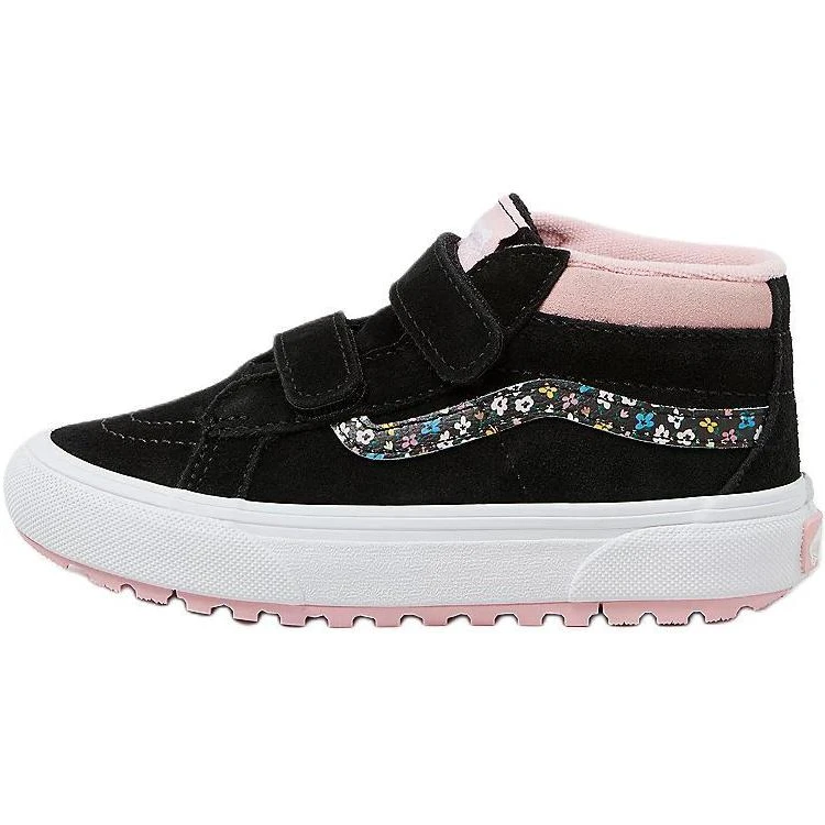 Vans SK8 MID Cushioned Wear-Resistant Breathable Mid-Top Kids' Skateboarding Shoes Black Children Aged 3-7 Years Old