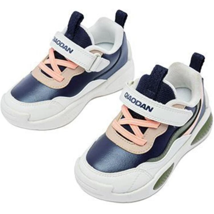 QIAODAN Anti-Slip Wear-Resistant Low-Top Toddler Shoes White Blue Infant And Toddler