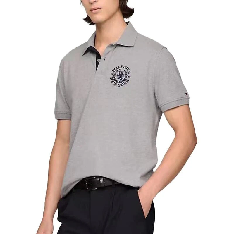 Tommy Hilfiger Polo Shirt Men's Light Gray