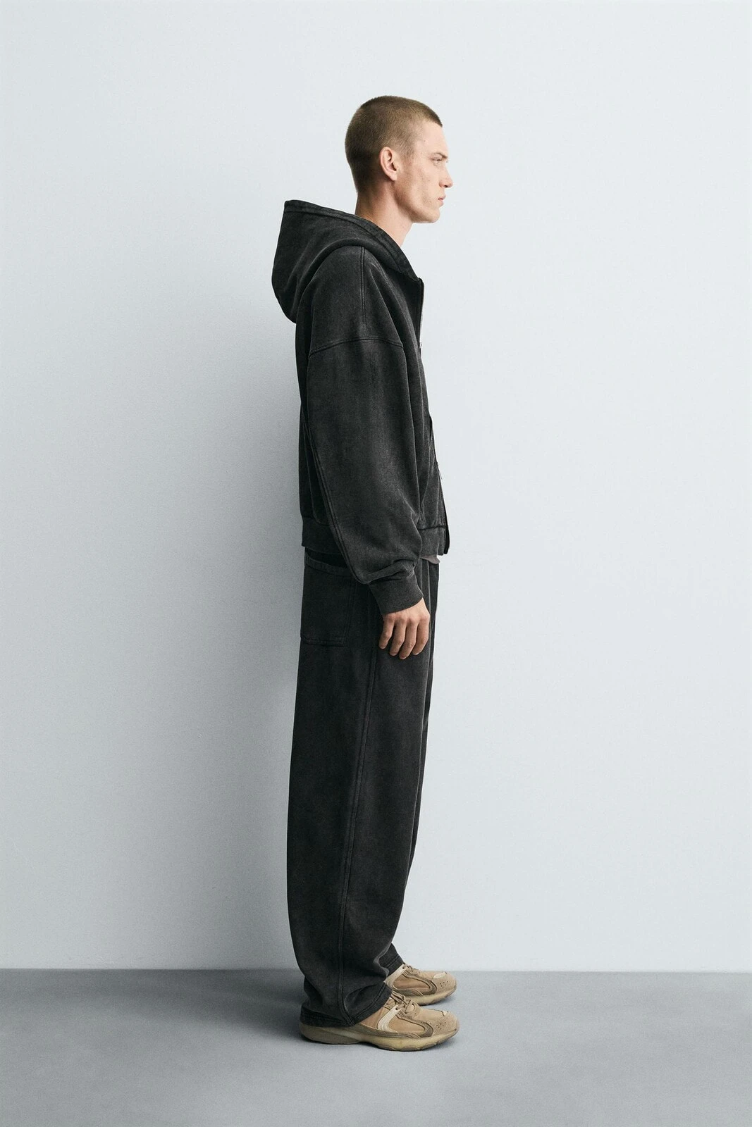 Washed zip hoodie