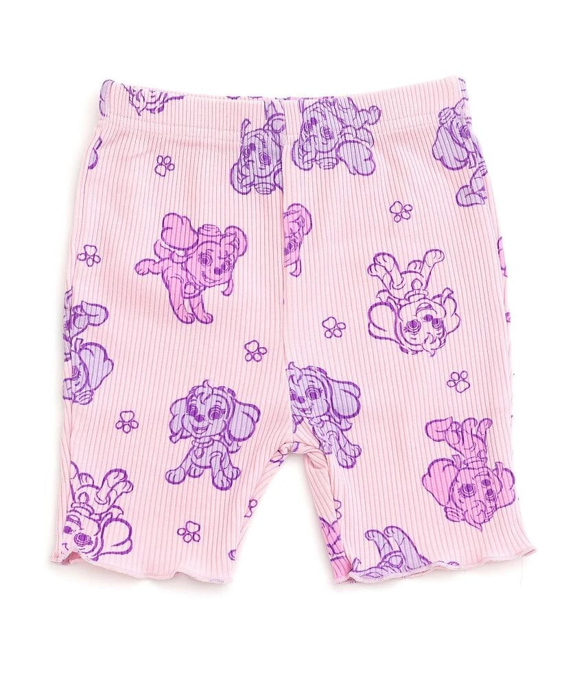 Paw Patrol girls Skye Ribbed Peplum T-Shirt and Shorts Outfit Set