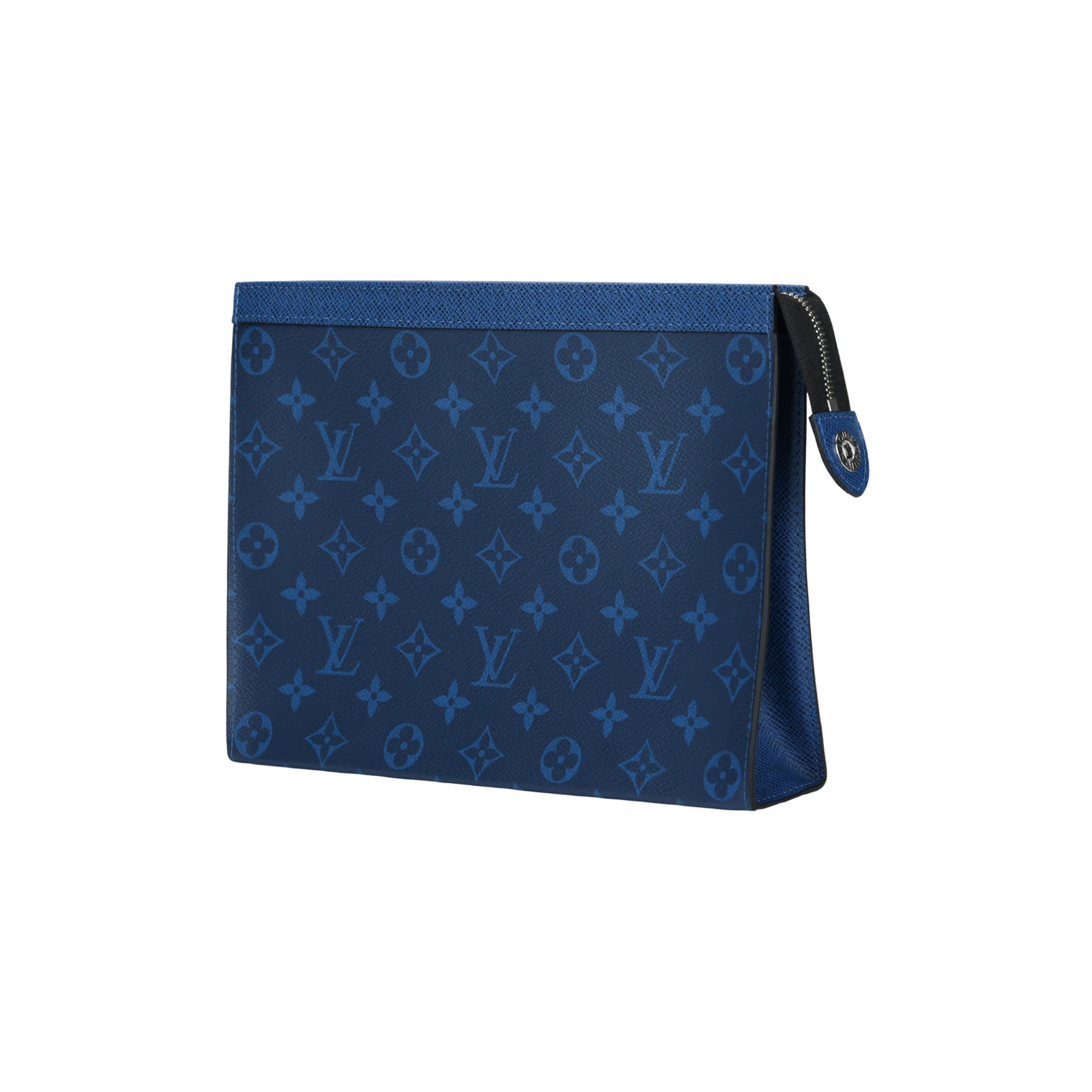 LOUIS VUITTON Pochette Voyage Monogram Eclipse Taiga Leather Mm Pacific Blue